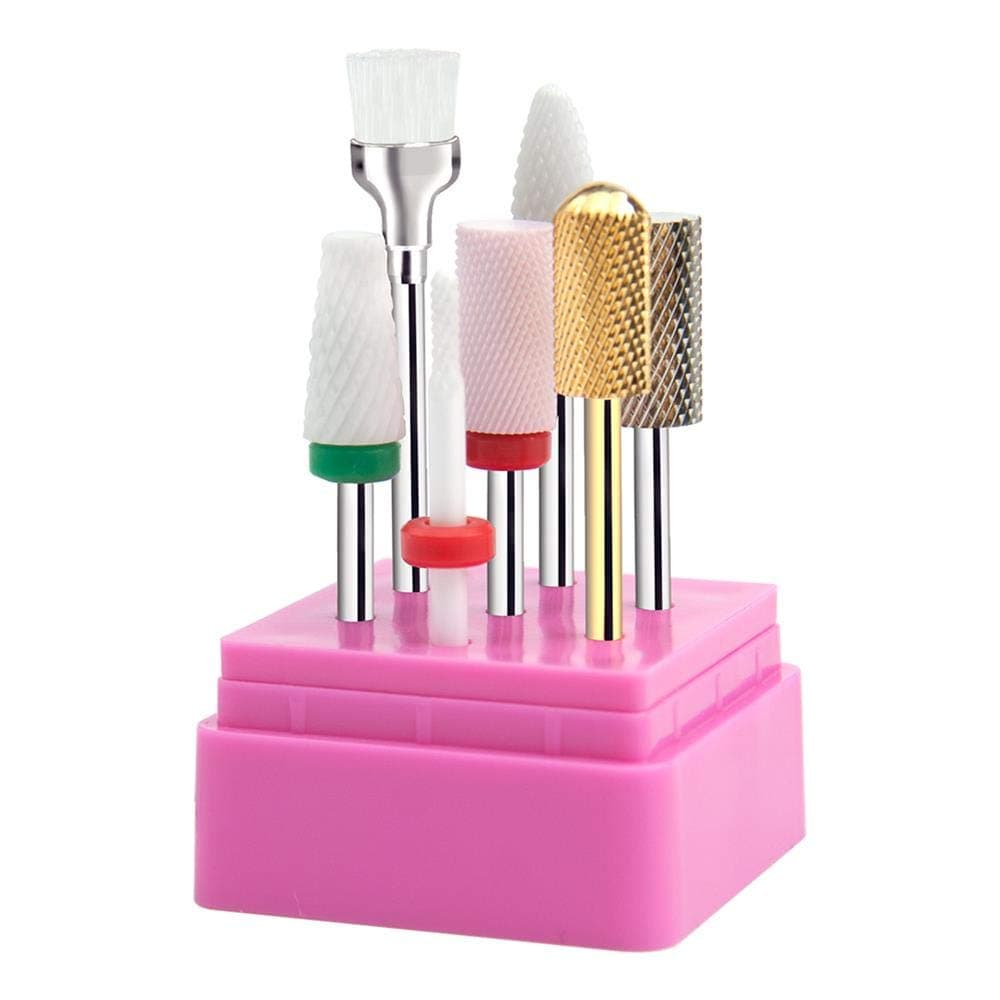 Carbide Diamond Carbide Nail Drill Bits Set Nail File Bits 7pcs 3/32 inch for Acrylic Gel Nails Cuticle Manicure Pedicure
