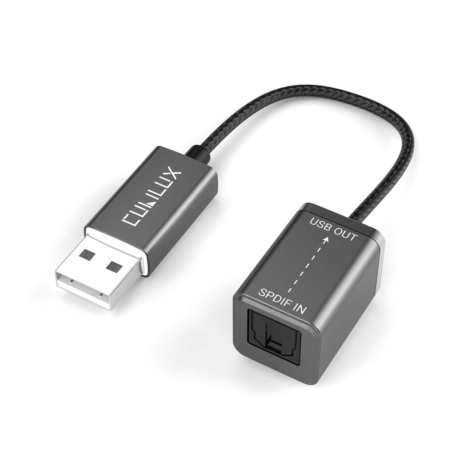 Cubilux USB A SPDIF Input Adapter for PC [Stereo Recording ONLY, NOT for Playing Audio] USB Optical Line-in Dongle, Toslink to USB Receiver, USB A SDPIF RX Interface Suitable for Laptop Computer