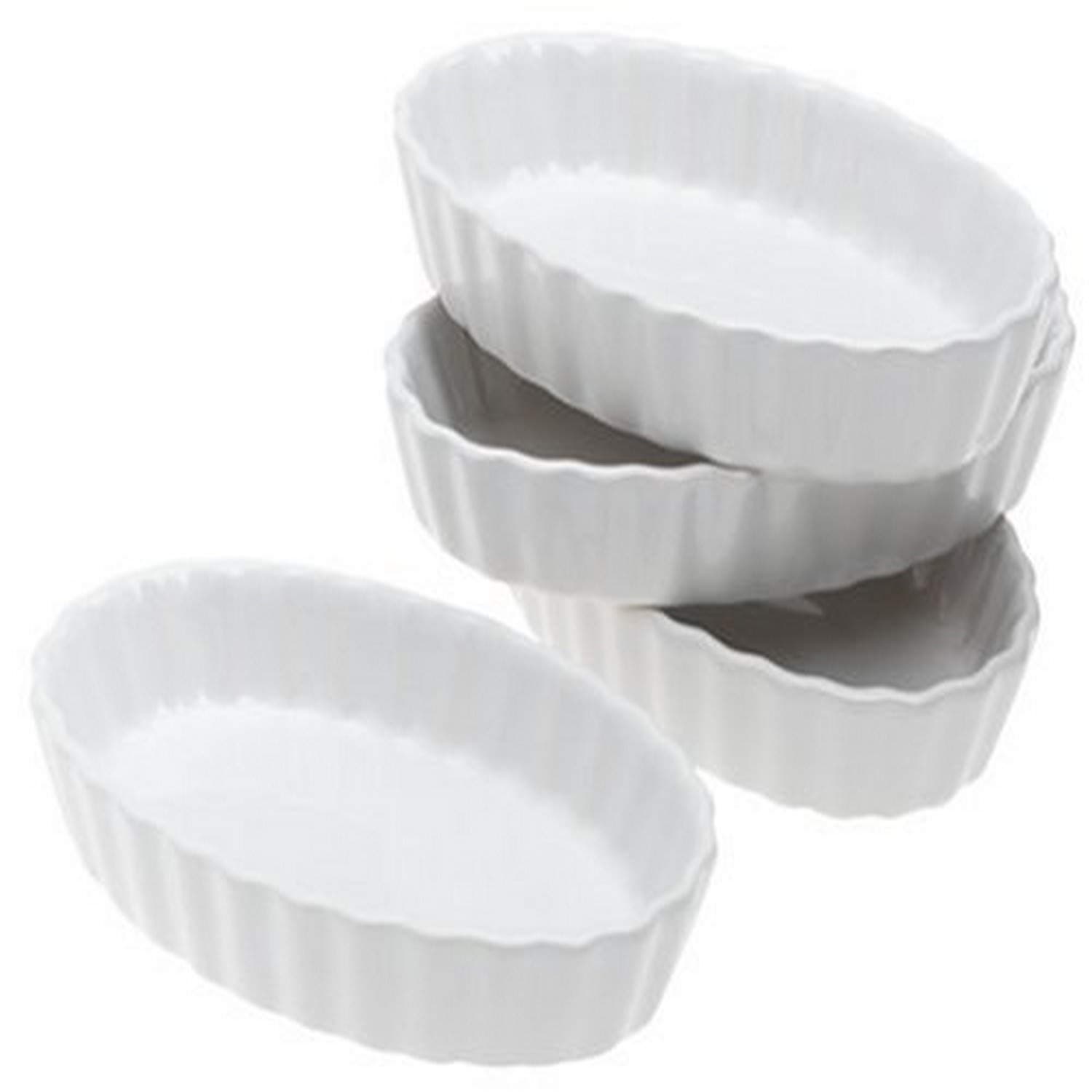 BonJour Chef’s Tools Porcelain Creme Brûlee Ramekin Set, 4-Piece, White
