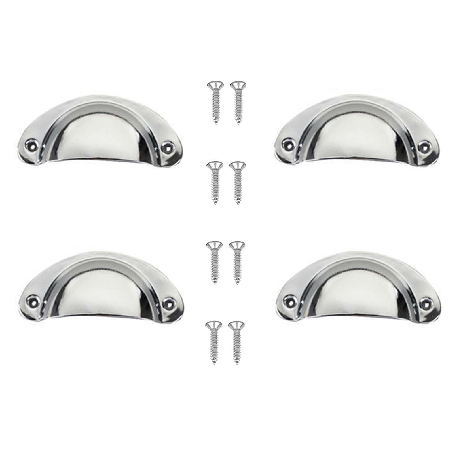 Yesmin 4 Pcs Half Moon Shaped Shell Handles,Kitchen Cabinet Drawers,Suitable for Cabinets,Drawers,Dressing Tables,Etc-Sliver