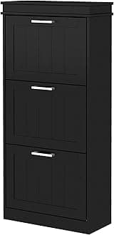 HOMCOM Shoe Storage Cabinet with 3 Flip Drawers, Freestanding Narrow Shoe Cabinet with Adjustable Shelves, Slim Hidden Rack Organizer for Entryway, Hallway, Black