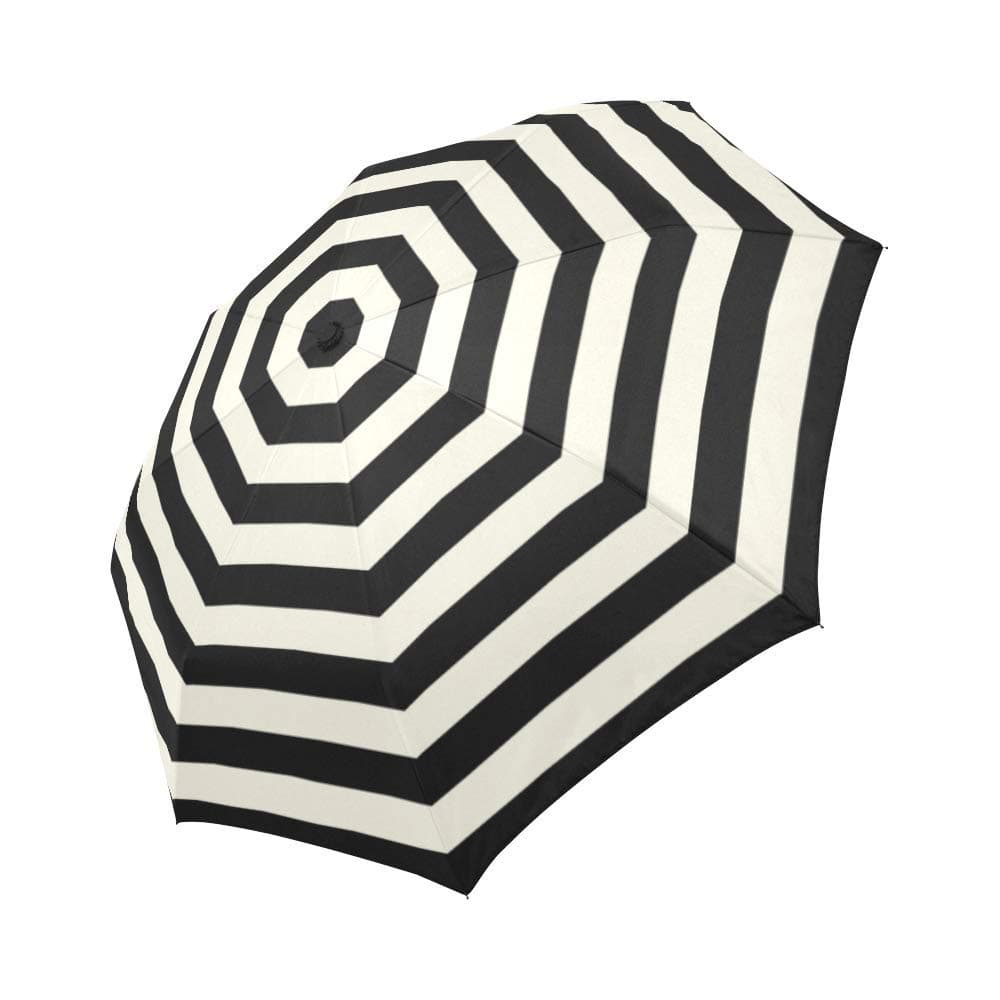 Fashion Black and White Stripes Lines Pattern Automatic Foldable Umbrella Compact Parasol Umbrella Umbrella Windproof Rainproof