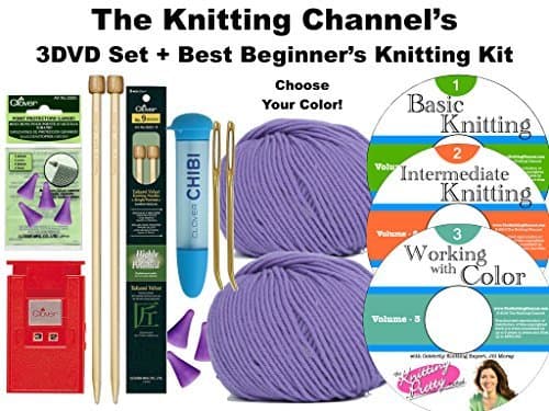 3 DVD Set + The Best Beginner's Knitting Kit (Denim)