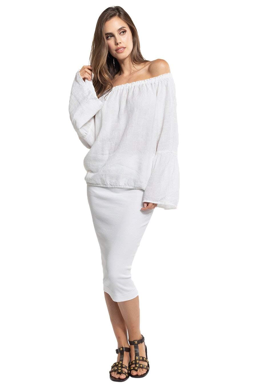 Hard TailMidi Ribbed Pencil Skirt