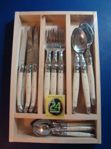 Light Ivory Color Handle Set of 24 Pieces Flatware