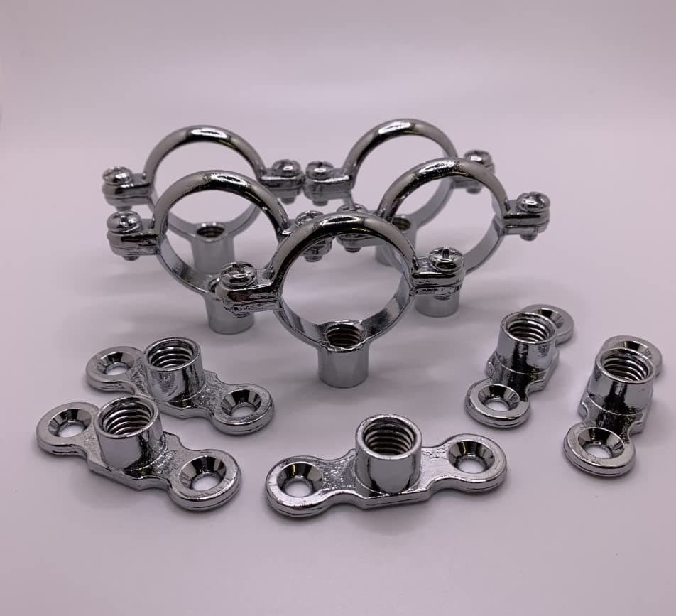Chrome Plated Brass Munsen Ring with Female Backplate Pack of 5 in 15mm, 22mm, 28mm, 35mm, 42mm or 54mm - TNJ Pipe Clips (Size 28mm)