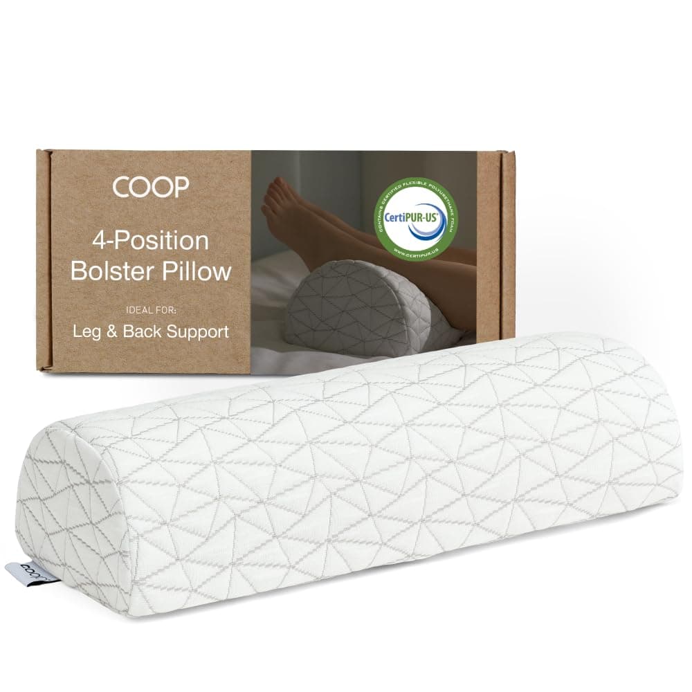Four Position Adjustable Support Pillow, 21 x 8 Half-Moon Shape with Memory Foam Insert, Wedge Pillow for Knee, Leg, Neck, Lumbar and Pressure Points Support