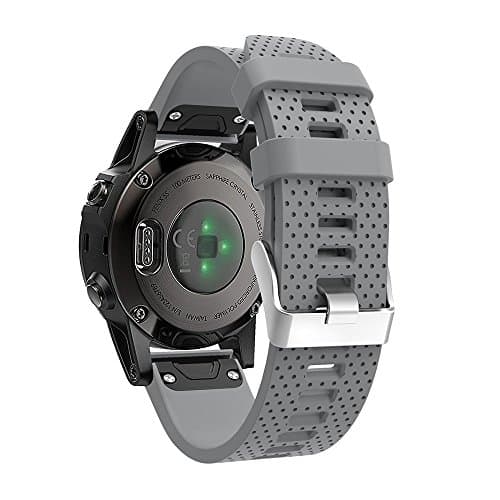 For Garmin Fenix 5S Replacement Band Quick fit 20mm Width Sport Watch Band Silicone Straps for Garmin Fenix 5S Bands Accessories (Gray)