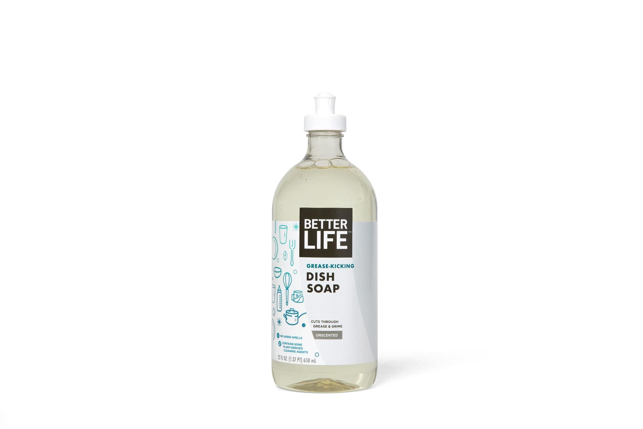 Better Life Liquid Dishwashing Soap for Home & Kitchen Sink - No Gloves Required Kitchen Soap for Sensitive Skin, Unscented, 22 Fl Oz