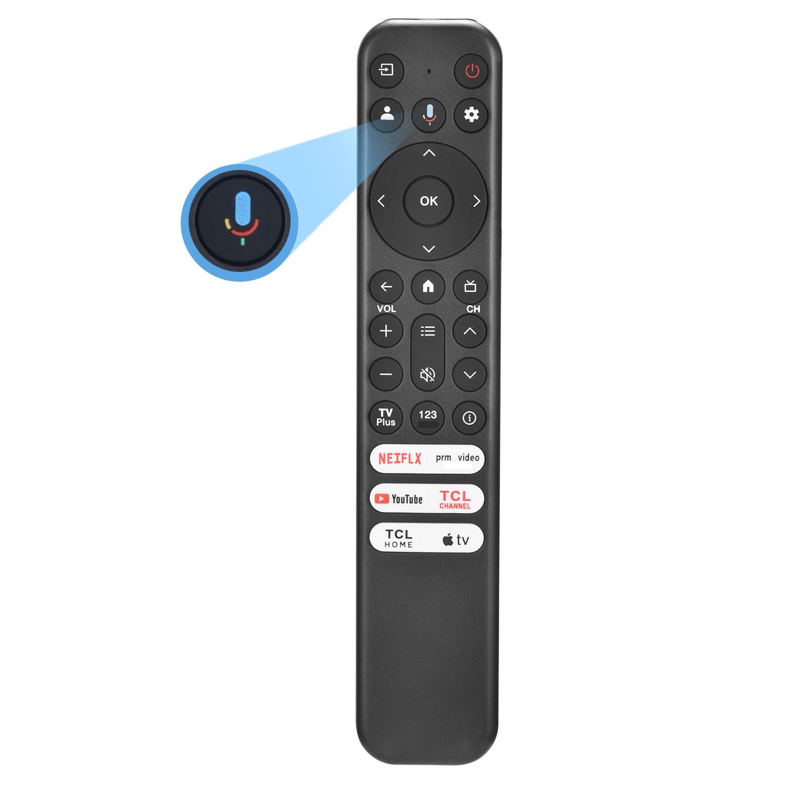 for TCL Google TV Remote, RC813 for Voice Replacement Control,for Android Mini-LED QLED 4K UHD Smart Television, with 6 Shortcut Buttons for NEIFLX/Prime/YouTube/TCL/Apple TV Buttons