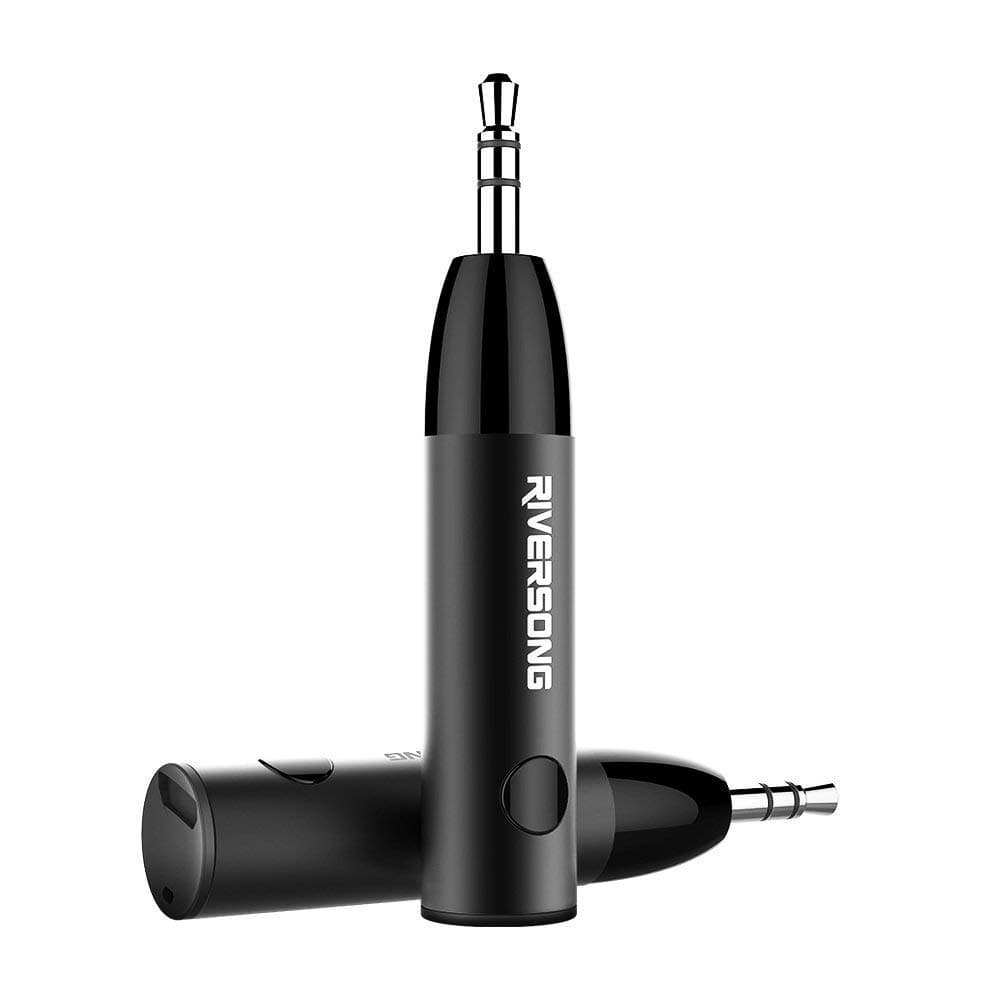 RIVERSONG Mini Bluetooth Receiver, Wireless Bluetooth 4.1 Receiver Aux Receiver Adapter, Hands-Free Car Kits 3.5mm Bluetooth Audio Jack Receiver for Audio Stereo System Headphone Speaker (Black)