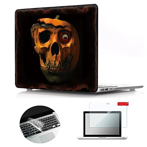 Se7enline Old MacBook Pro 13 inch Case 2009-2012 Plastic Hard Shell Case for MacBook Pro 13-inch with CD-ROM Model A1278 with Keyboard Cover, Screen Protector, Pumpkin Skull
