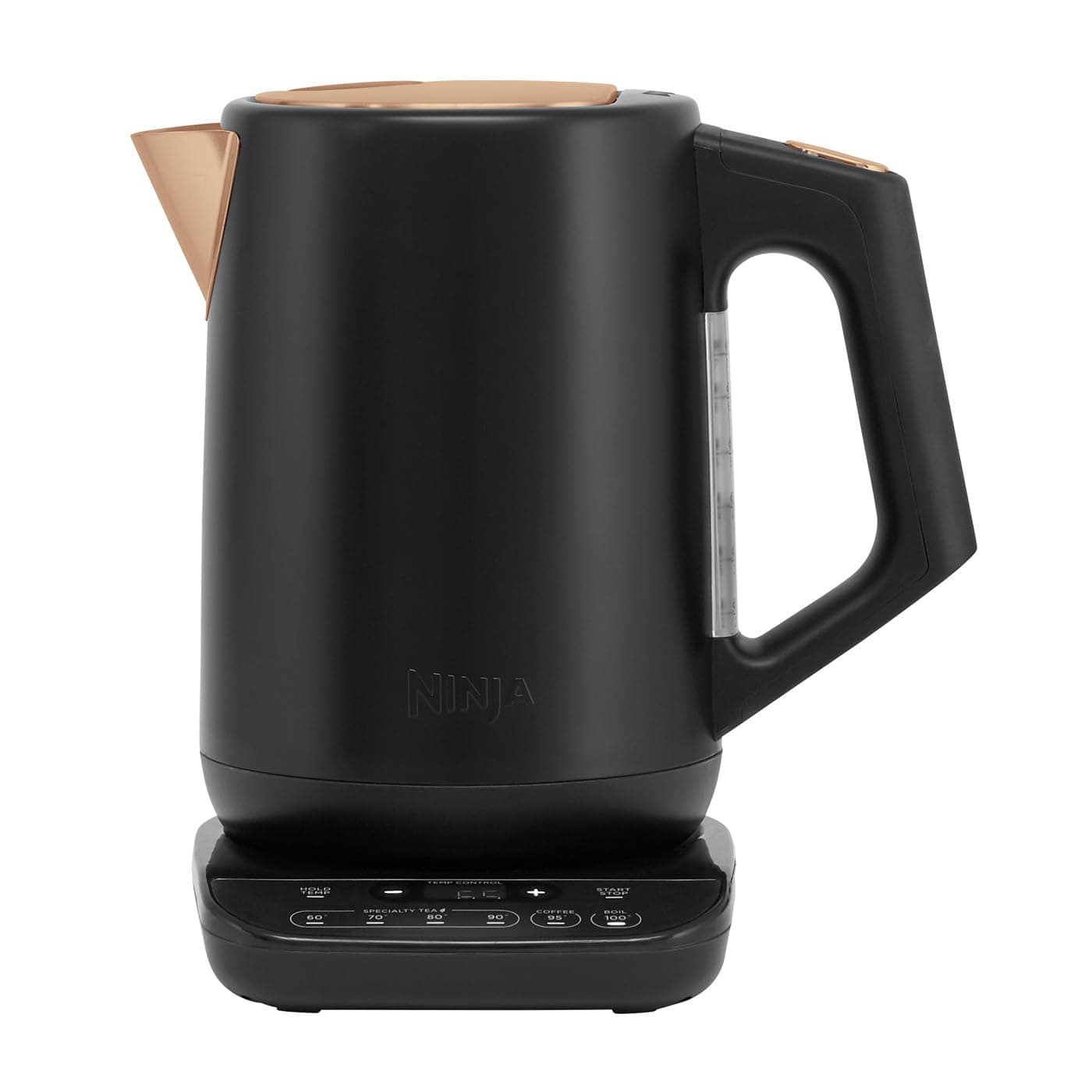 Ninja Perfect Temperature Kettle, 1.7L, LED Display, Easy to Use Kettle with Rapid Boil and Temperature Control & Hold, Black & Copper, KT200UKCP