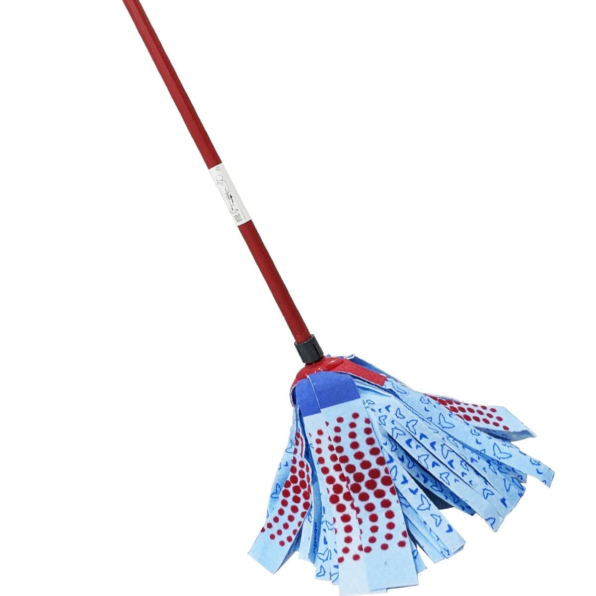 Vileda 3action Supermocio Floor Mop with a Stick, Versatile, Red Spot Eraser, Blue Microfibre, 3d Red Spots, 14 X 7 X 157 Cm