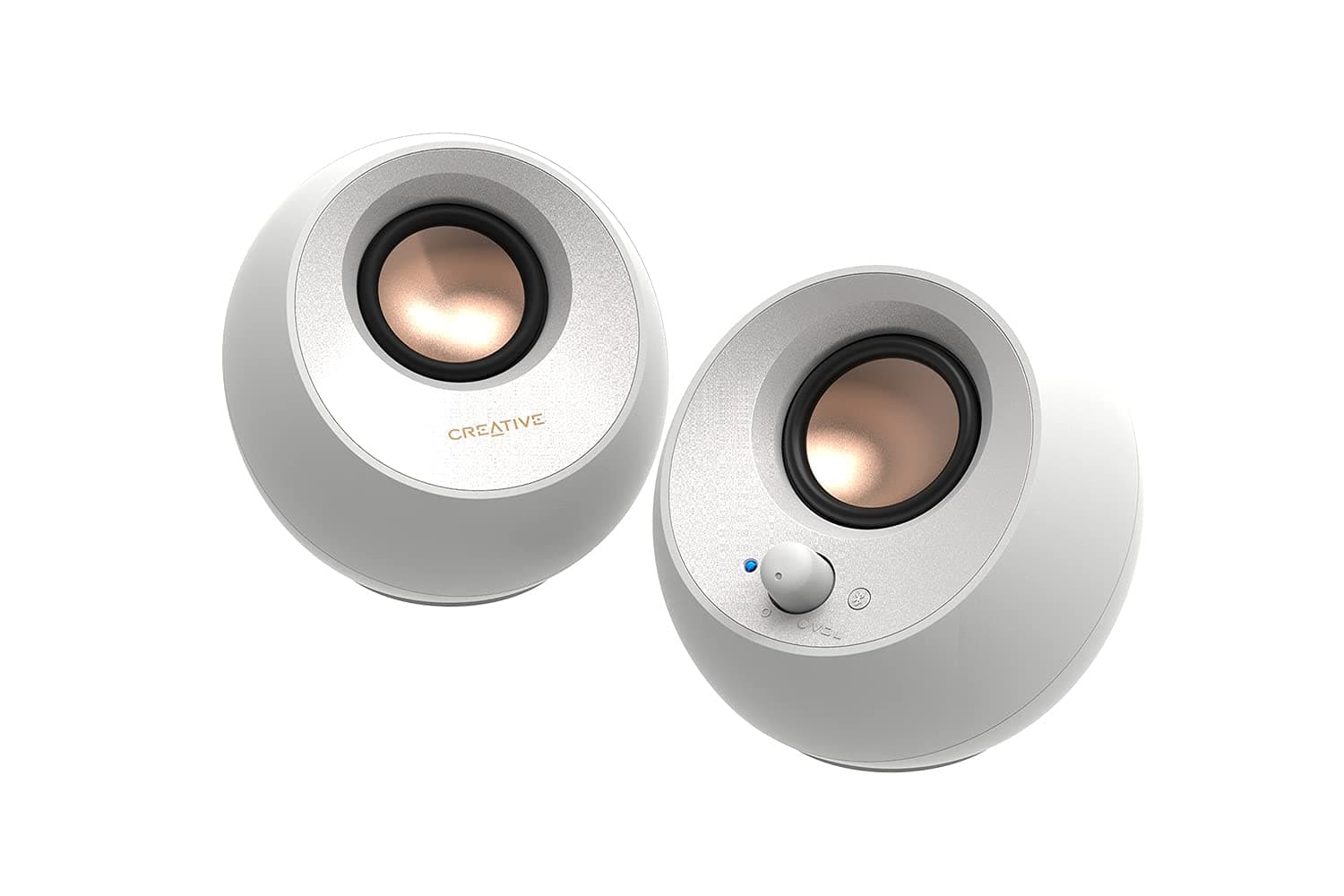 Pebble V3 Minimalistic 2.0 USB-C Desktop Speakers with USB Audio, Clear Dialog Enhancement, Bluetooth 5.0, 8W RMS with 16W Peak Power, USB-A Converter Included (White)