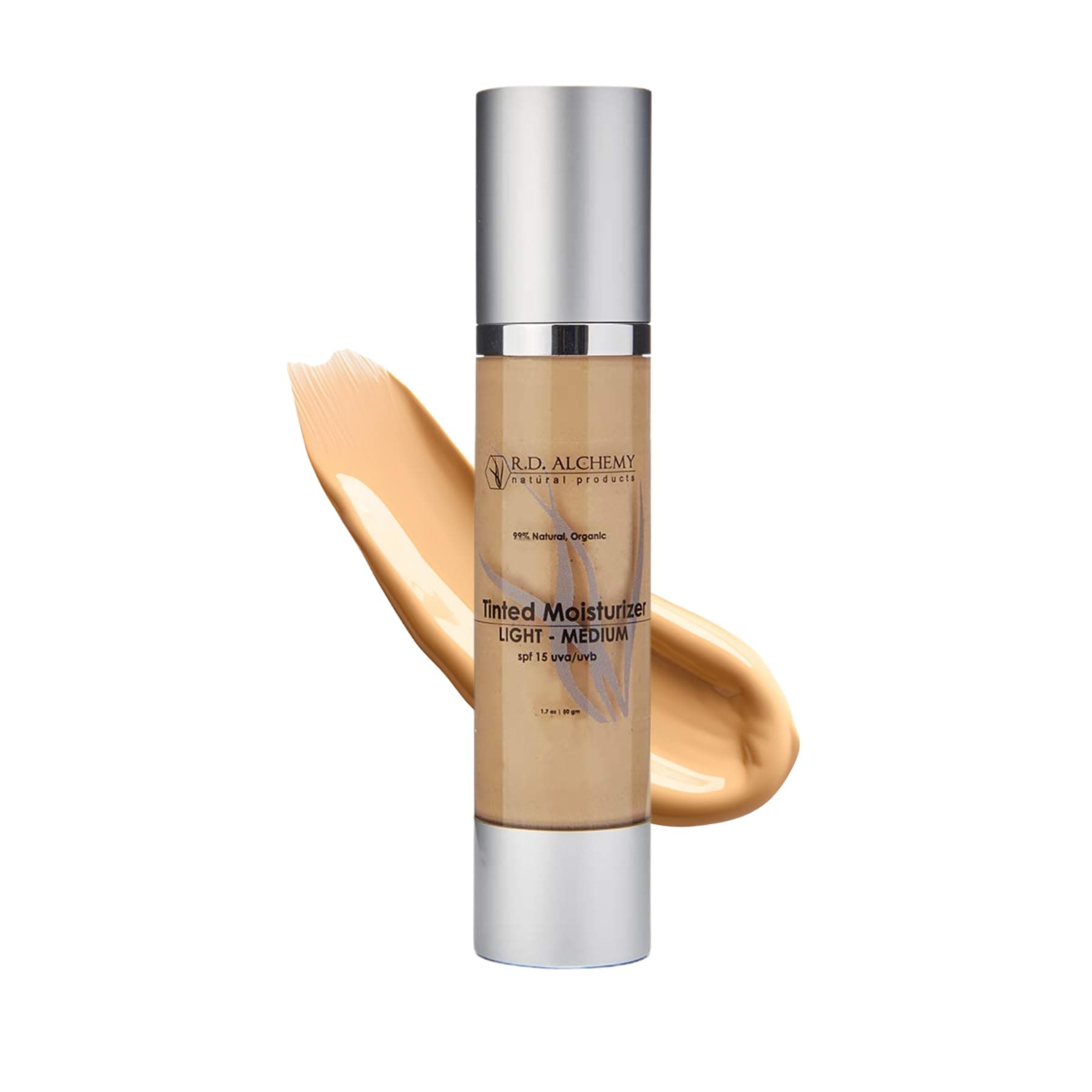 RD Alchemy - 99% Natural & Organic Tinted Moisturizer LIGHT - MEDIUM Shade with SPF. Best BB and CC cream for Normal to Dry Skin. Dark Circles & Blemishes, Reduced Pore Size, & Less Acne Breakouts.