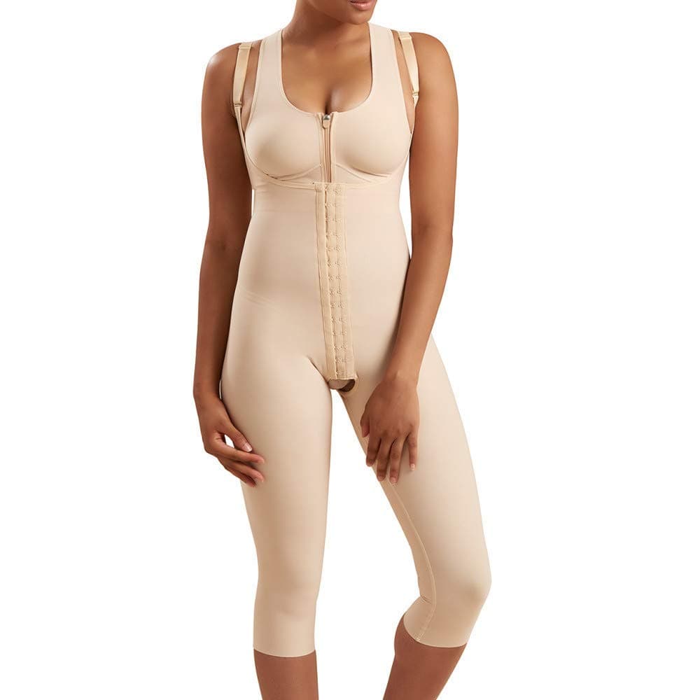 Marena Recovery Mid-Calf-Length Post Surgical Compression Girdle with High, Beige, X-Small