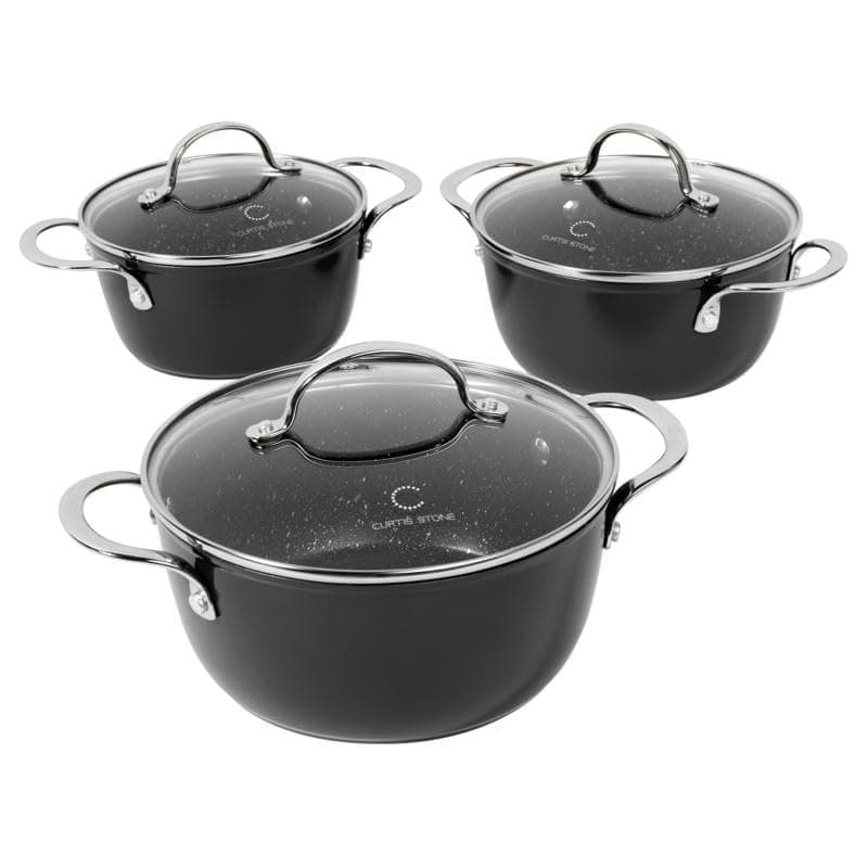 Generic Curtis Stone 6-Piece Dura-Pan+ Nesting Saucepan Set (Renewed), Black