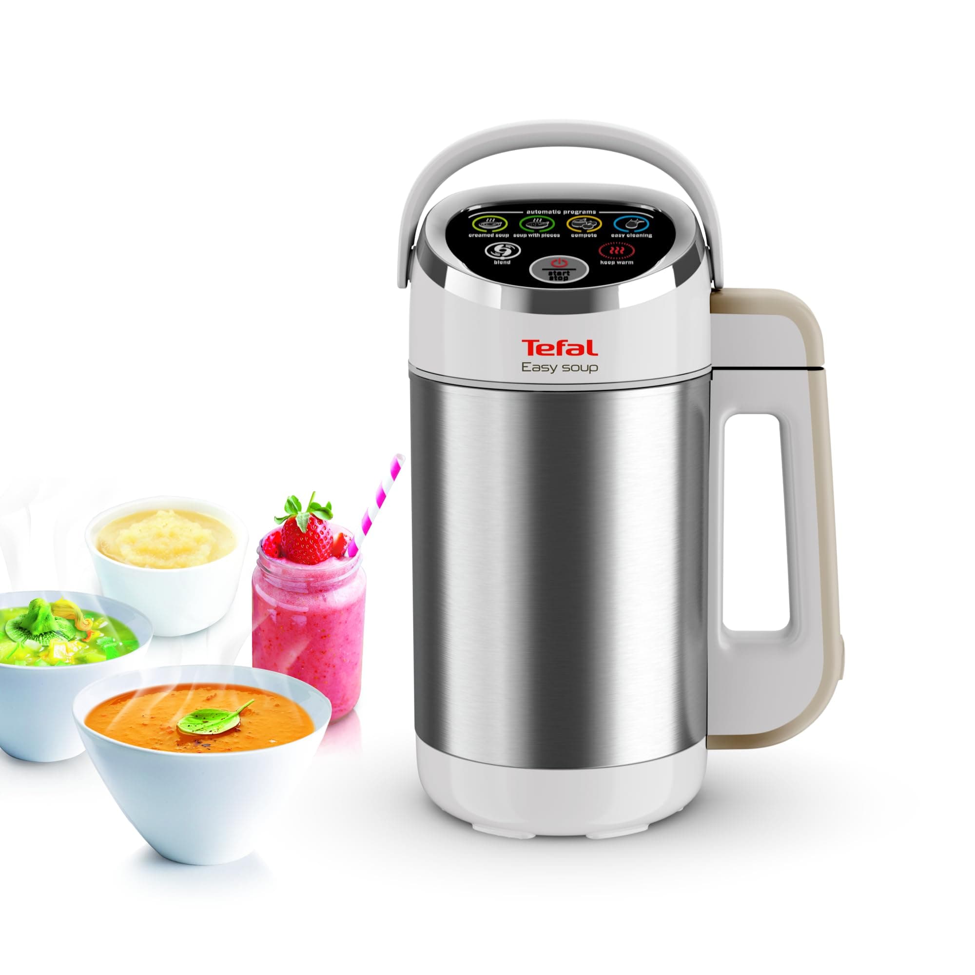 Easy Soup and Smoothie Maker, 1.2 L Jug, 5 Programs, Smooth/Chunky Soup, Smoothie, Compote, Auto-Clean, 1000W, Digital Control, Stainless Steel, BL841141