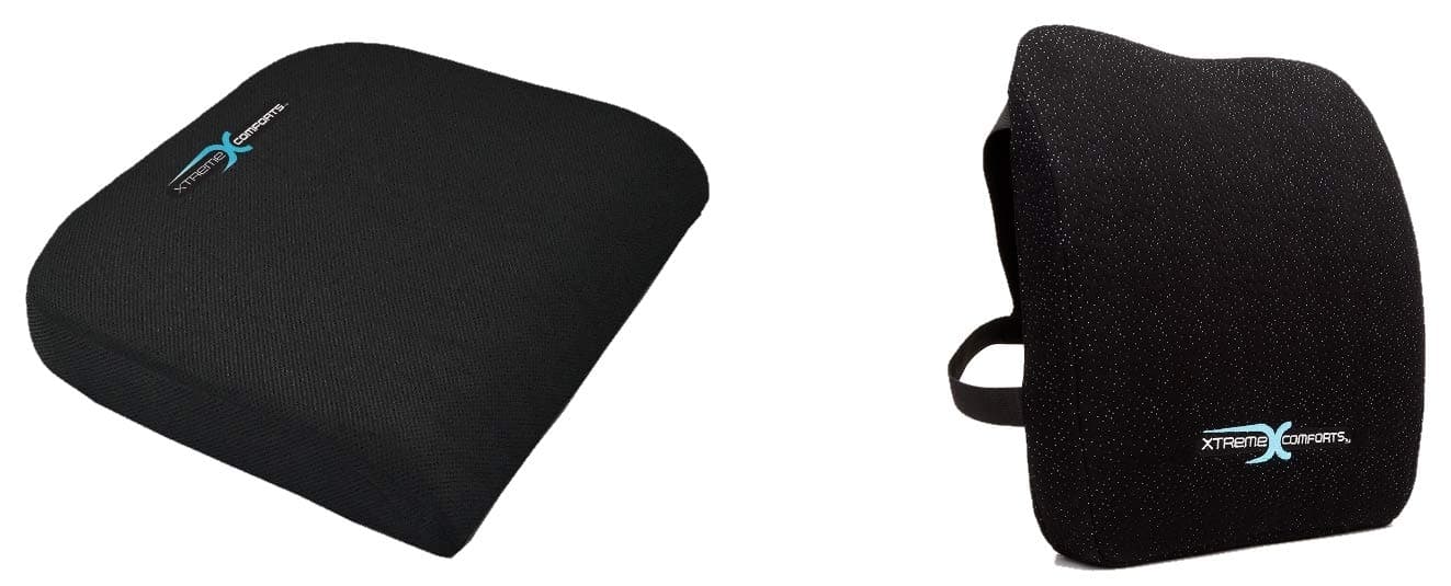 Xtreme Comforts Memory Foam Back Cushion with Large Seat Cushion