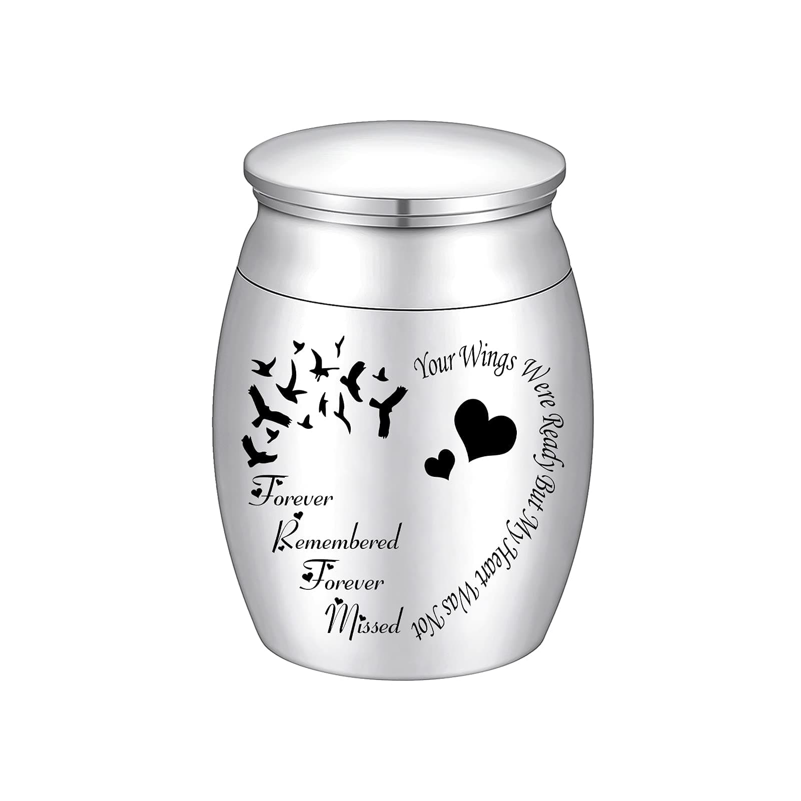 SOITIS Small Keepsake Urn for Human Ashes Stainless Steel Mini Urn Heart Small Ash Urn Ashes Holder Decorative Funeral Urn