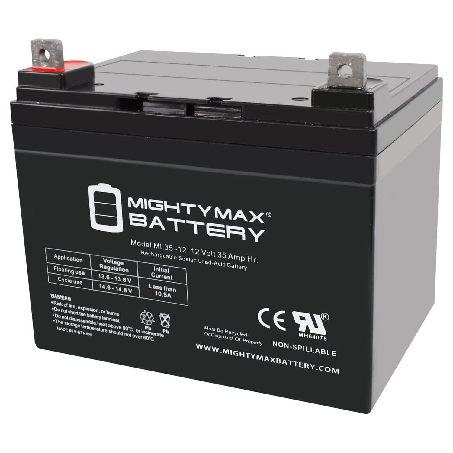 ML35-12 - 12 Volt 35 AH SLA Battery- Mighty Max Battery Brand Product