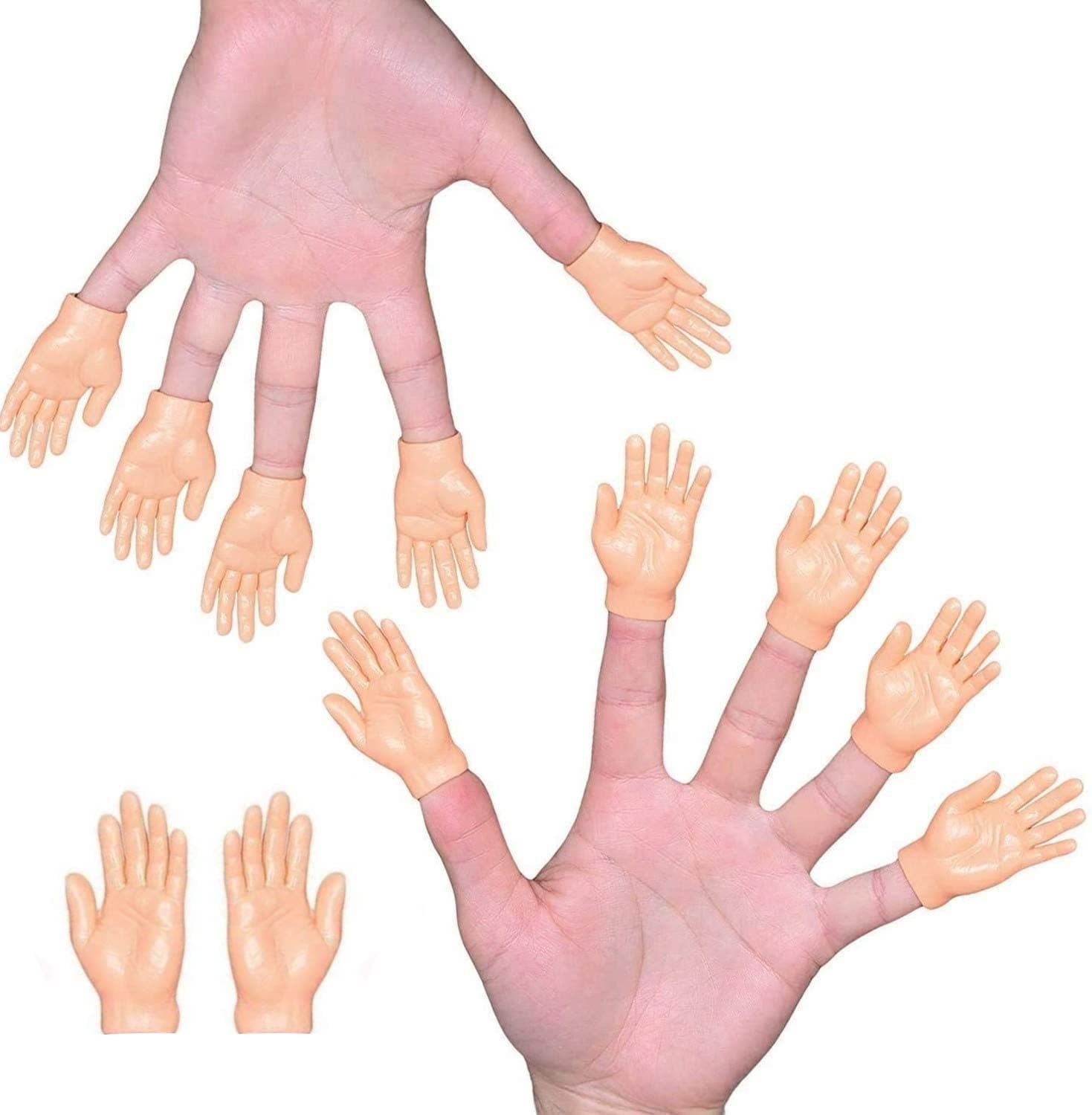 Tiny Hands Little Finger Hands– Pack of 12-6 Left & 6 Right - Finger Puppets for Hands – Small Hand Prop Accessories for Puppet Show– Mini Prank Hand & Gag Gifts for Adults– Bulk Pack (30 Count)