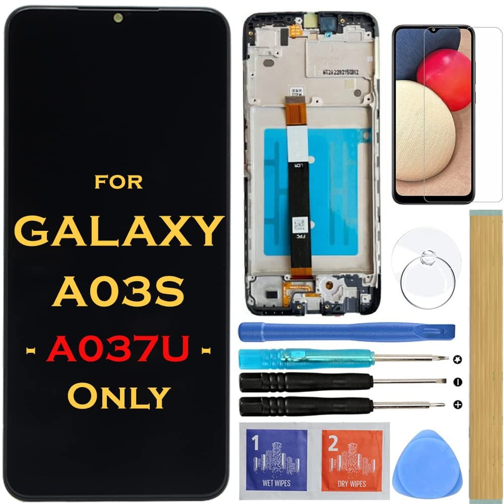 Screen Replacement LCD Display Touch Digitizer Assembly with Frame for Samsung Galaxy A03s A037U SM-A037U 6.5"((Not for A03 A037A A037F A037W A037G)