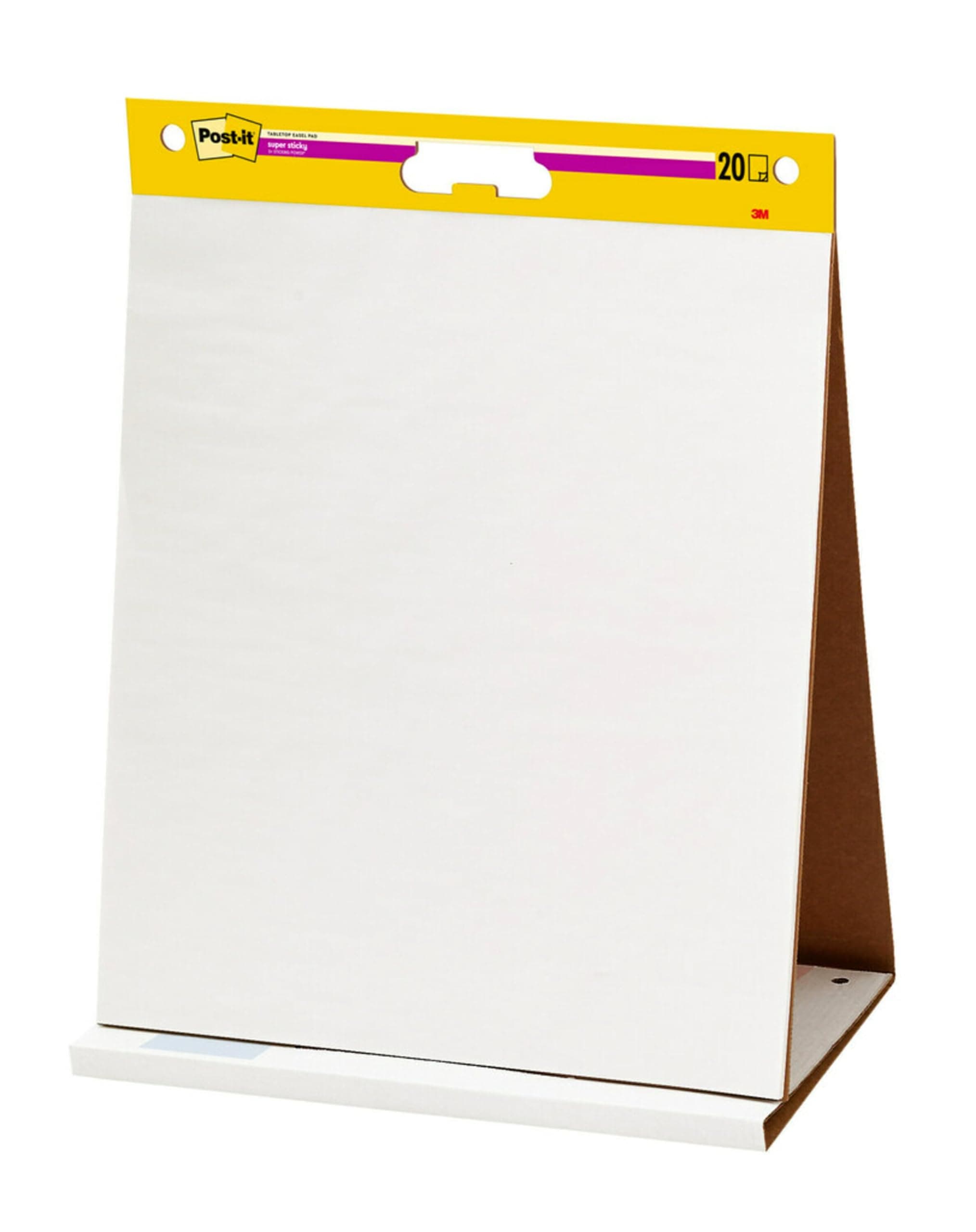Post-it Super Sticky Tabletop Easel Pad, 20 x 23 Inches, 20 Sheets/Pad, 1 Pad (563R), Portable White Premium Self Stick Flip Chart Paper, Built-in Easel Stand