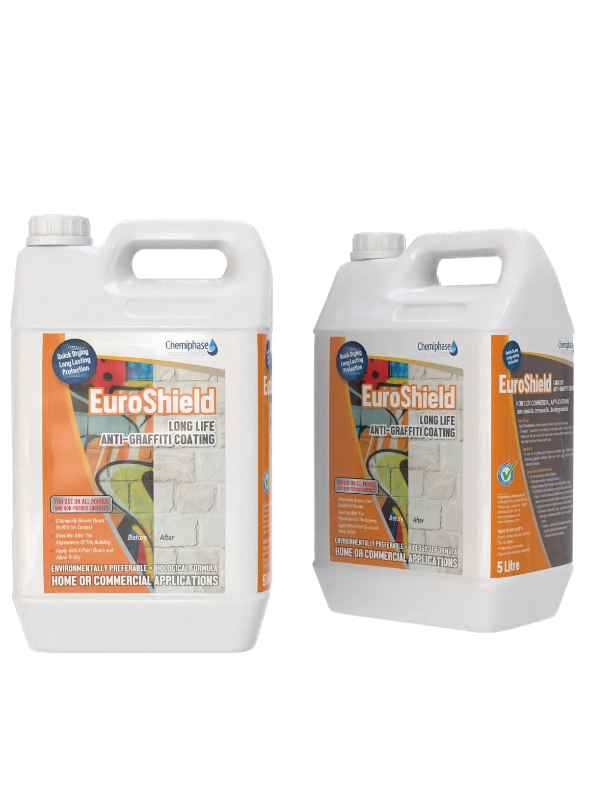 Euroshield Anti-Graffiti Coating – Long-Term Protection, Water-Based, Easy Application, Transparent Shield for Brick, Stone, Metal & Painted Surfaces – Industrial & Home Use 2 x 5 Litres (10L)
