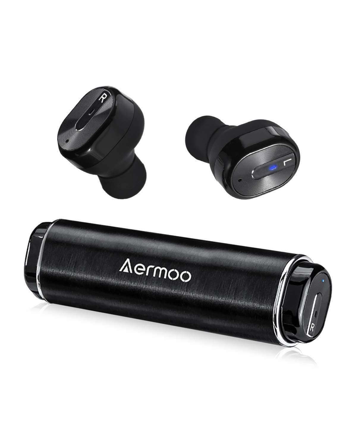 Wireless Headphones, AERMOO B2 Wireless Earbuds Bluetooth 4.2 TWS Stereo Wireless Earphone In Ear, Battery Charging Case, Built-in Mic, CVC Noise Cancellation Headset Hands-free, Brushed Metal