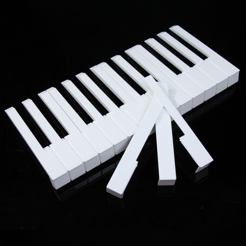 Vktech® 52Pcs White ABS Plastic Piano Keytops Kit with Fronts Replacement Key Tops