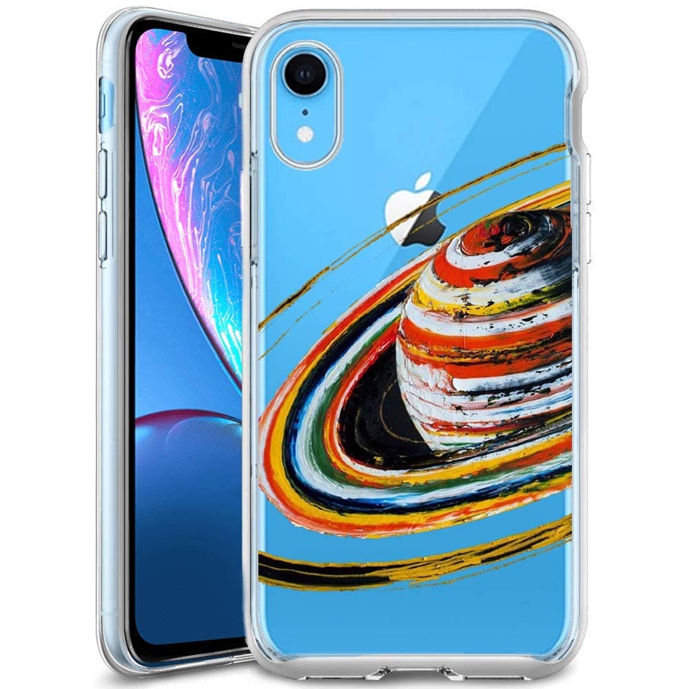 iPhone Xr Clear Case Saturn Rings Soft Ultra-Thin Shock Absorption Protective Case for iPhone Xr
