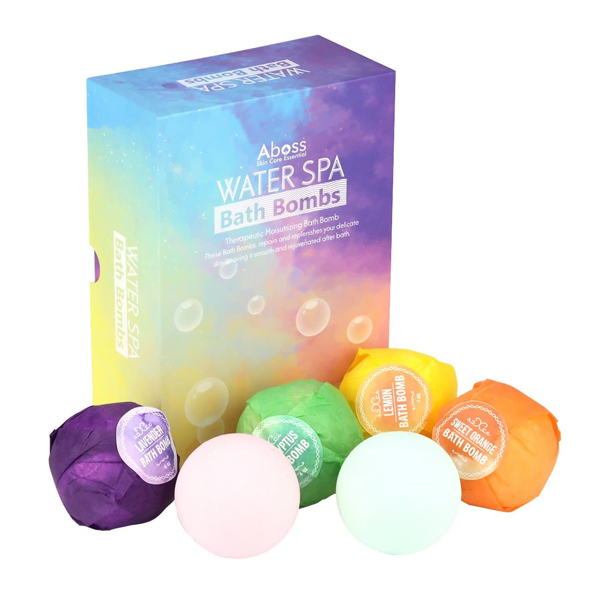 Aboss 6 Bath Bombs of 4oz Gift Set Bubble Bath Salt Organic Natural Botanical Lush Essential Oil Handmade Bathtub Spa Fizzes Aromatherapy Moisturizing Relaxing