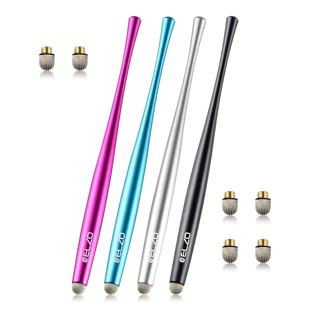 ELZO Tablet Pen 4 Pack Touchscreen Stylus Touch Pen for All Mobile Phones/Tablets iPhone, iPad, Samsung Galaxy Tab, Surface, Lenovo, Huawei, Xiaomi, Chromebook, Android iOS etc