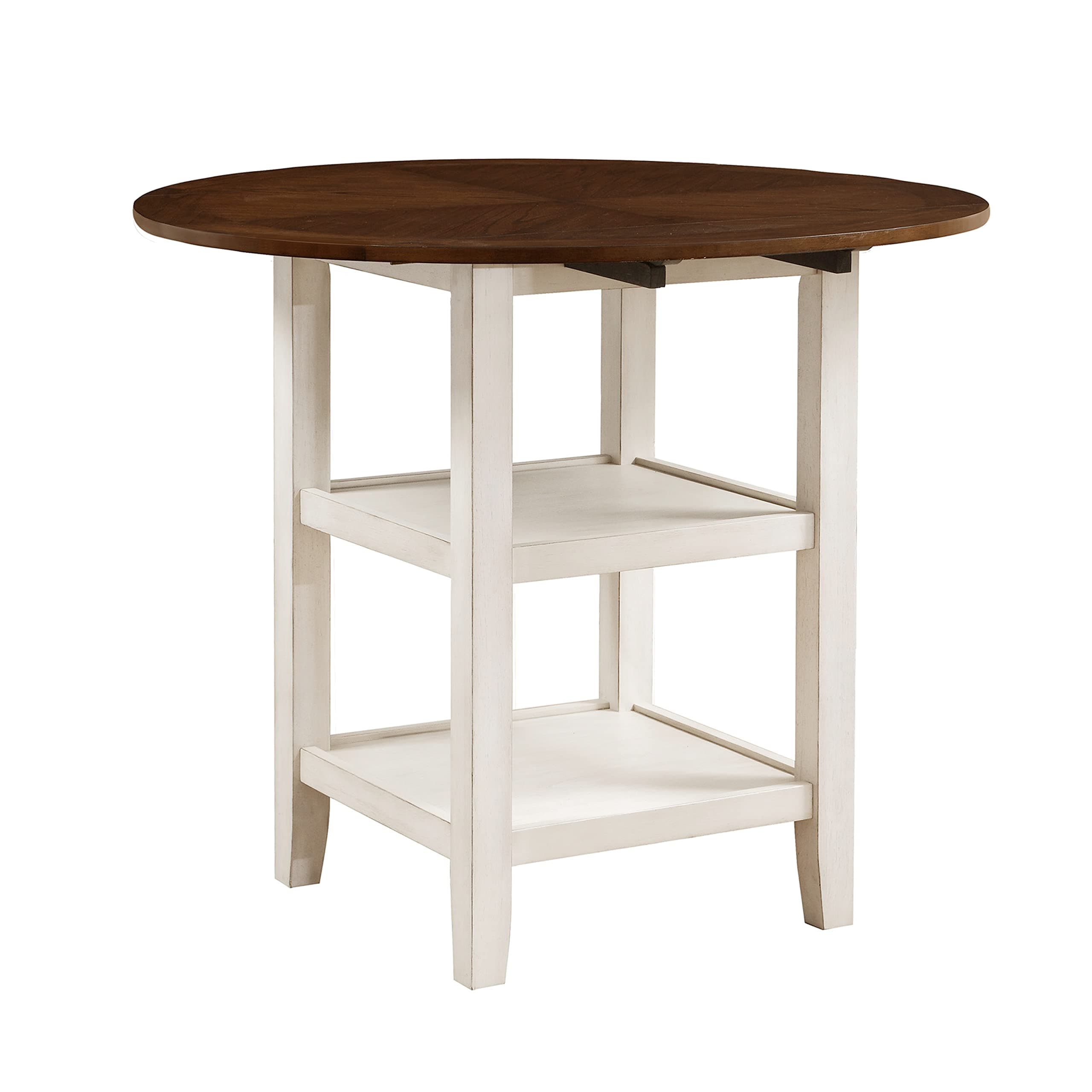 Lexicon Thompson Two Tone Round Counter Height Drop Leaf Table, 42" x 36", Dark Cherry/Whitewash
