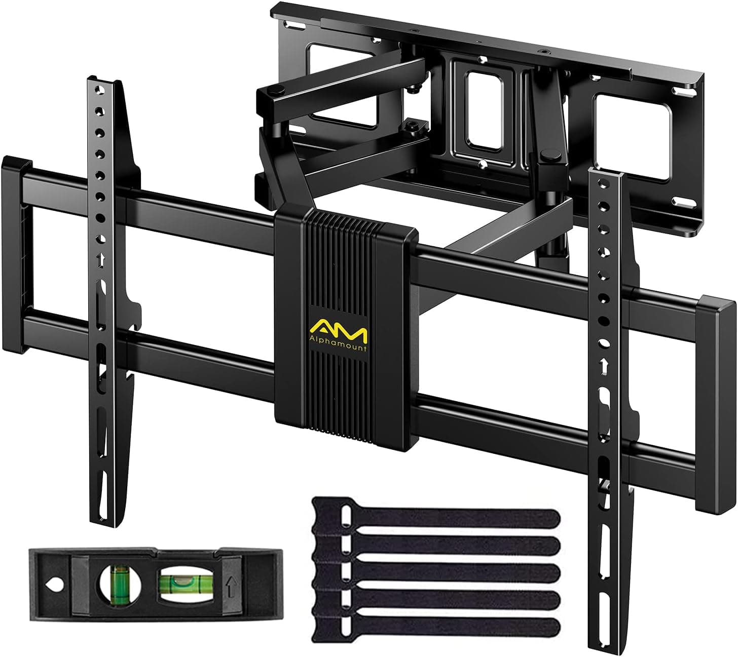 AM alphamount Full Motion TV Wall Mount for Most 37-75 Inch TVs up to 100 lbs, Swivel TV Mount with Dual Articulating Arms, Wall Mount TV Bracket Max VESA 600x400mm, Fits 16″ Wood Studs, APLF6