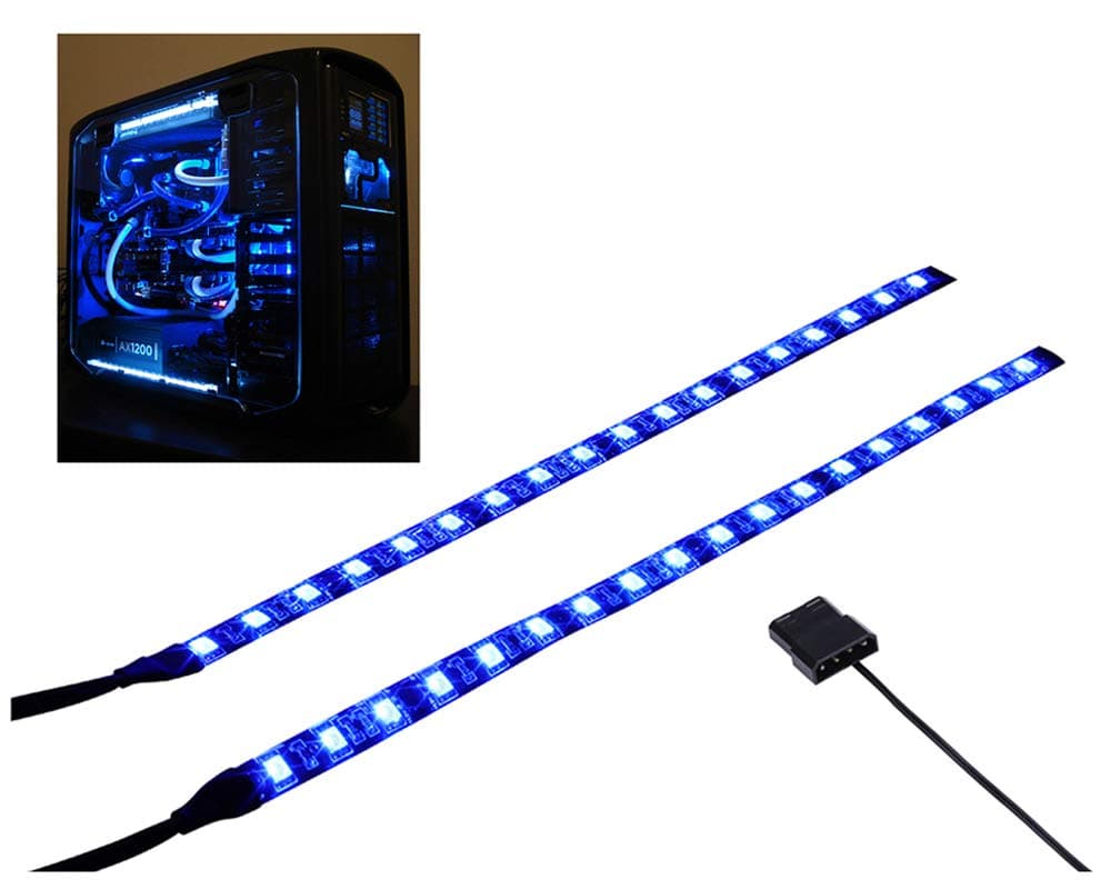 DS PC LED Flexible Light Strip Blue Computer Lighting with Magnetic Design for Computer Case Lighting Kit, Blue Desk Moon Lamp (11.8inch,S Series)