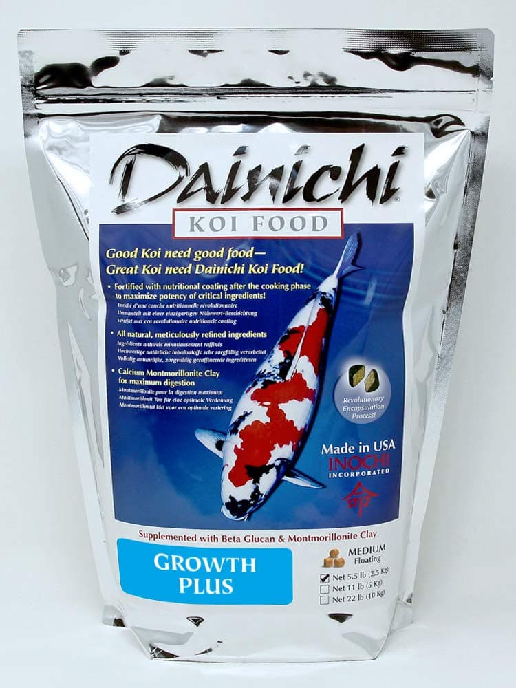 Koi Fish Food, Growth Plus 5.5 lbs - Medium Floating Pellets (5.5 mm) for Koi, Goldfish, and Other Pond Fish. Krill Coating. Maximizes Growth.