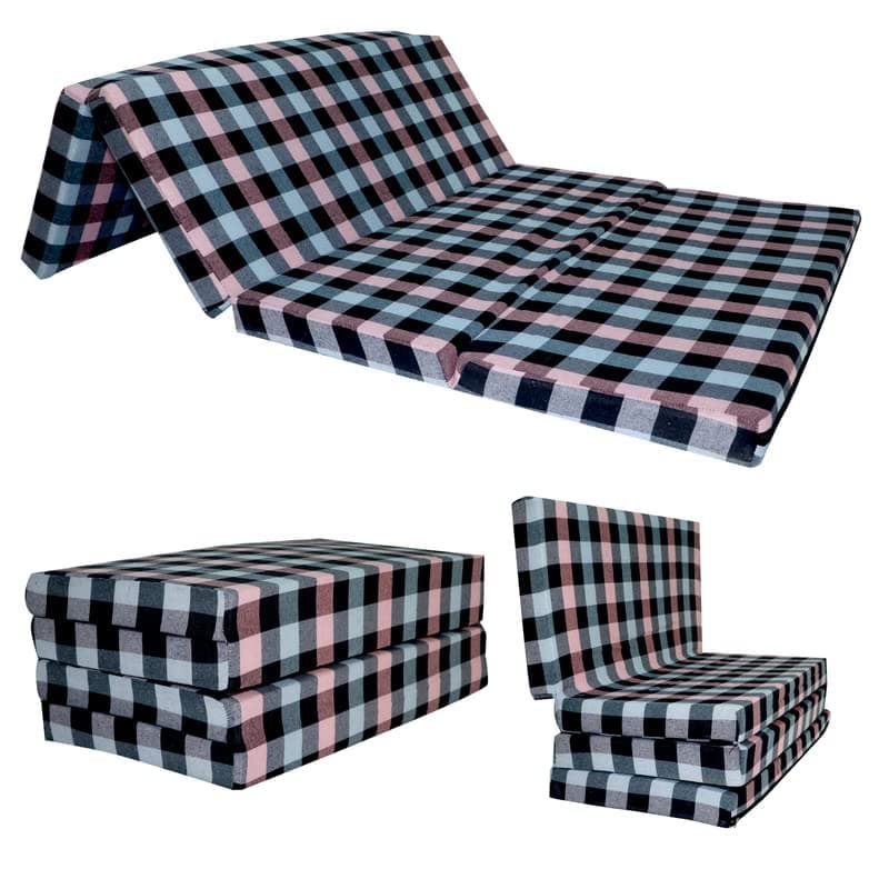 MOLIRA Foldable Foam Mattress Single Bed| Folding Single Bed Matterss for Floor, Travelling, Light Weight 01(Multicolor 0, 4 Folding 72 * 36 * 2) GH-22