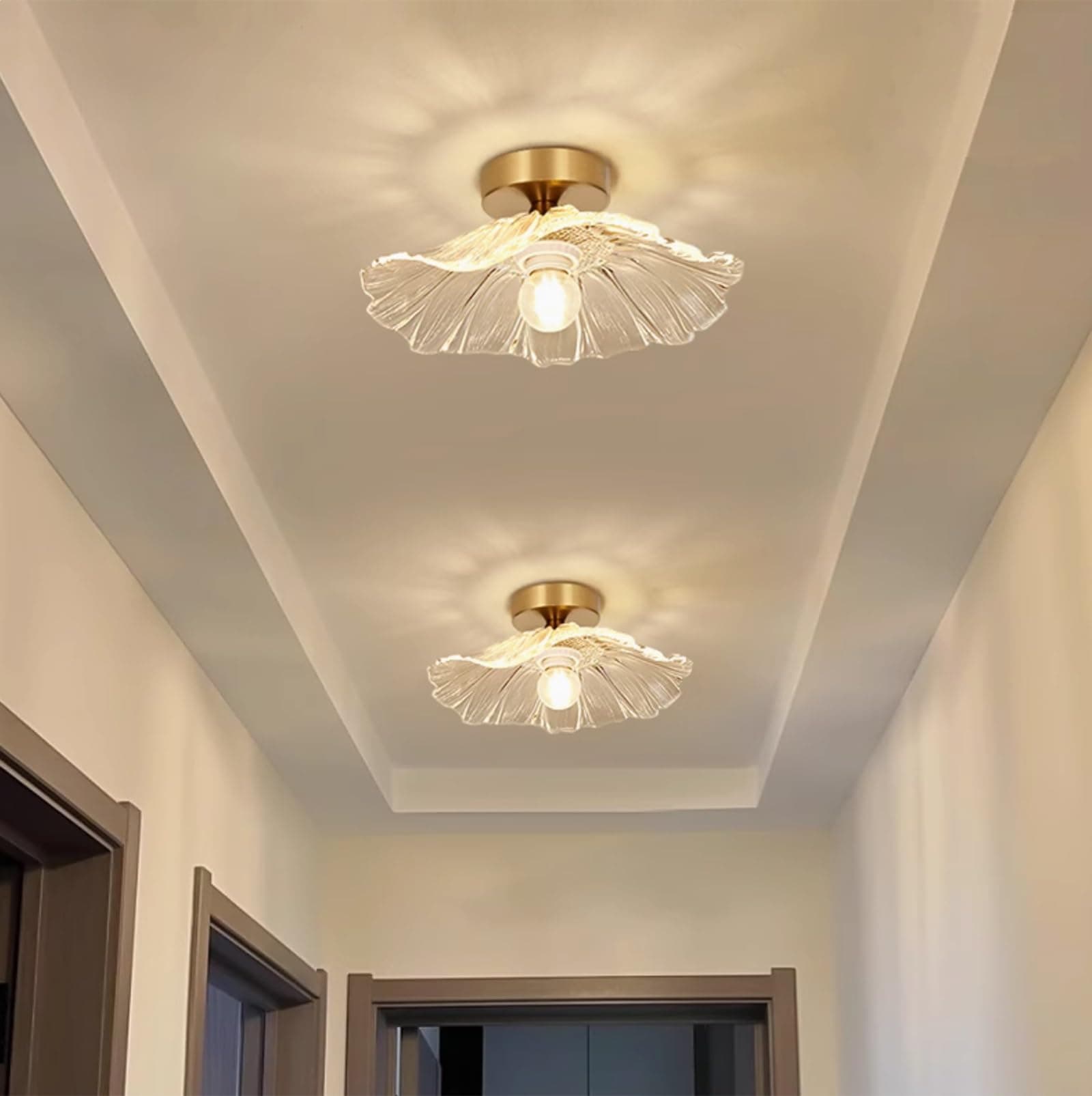 2 Pack Chandelier, Flush Mount Ceiling Light, Clear Glass Shade Light Fixture, 1 Light Lighting Fixture for Bedroom,Dining Room,Kitchen, Hallway