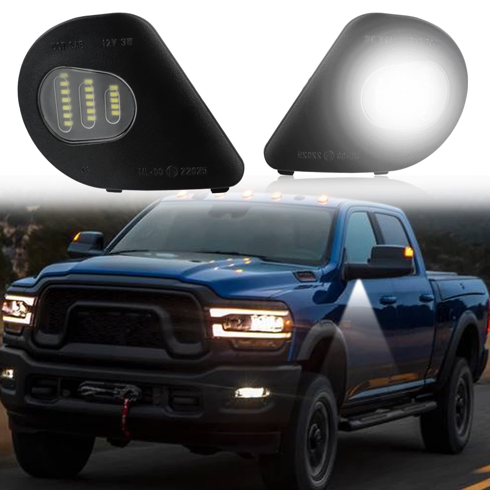 LED Side Mirror Puddle Lights Compatible with Dodge Ram 1500 Truck 2010-2021 Towing Mirror Light for Ram 2500 3500 4500 5500 Pickup 2010-2019 Puddle Lamp Accessories
