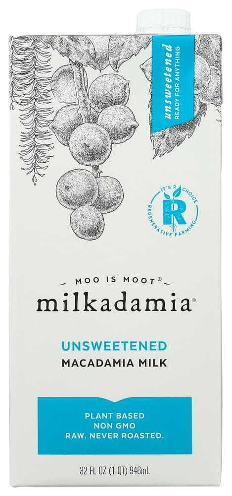 Milkadamia Unsweetened, Macadamia Milk, 32 Oz (3 Pack)