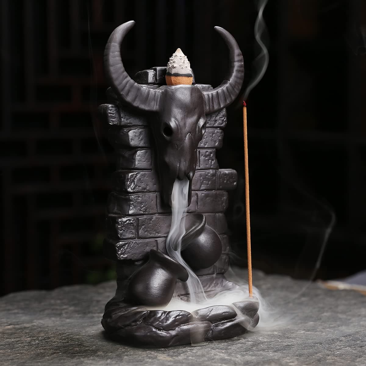 Cone Incense Holder Waterfall - Cool Smoke Back Flowing Backflow Incense Burner Ceramic Fountain, Unique Incense Sticks Holder Stand for Sticks Ash Catcher/Yoga/Meditation/Zen