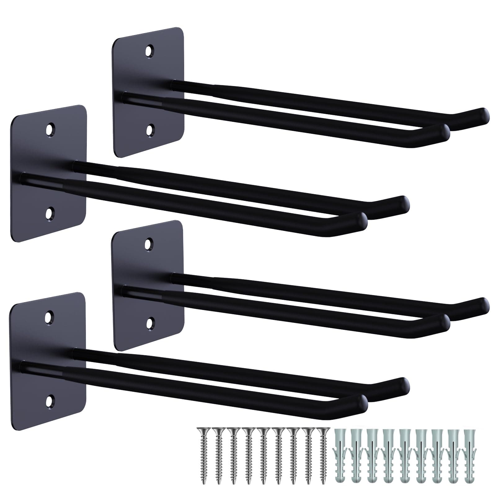 Heevir Large Garage Hooks Heavy Duty - 4 Pack 12.2" Long Garage Storage Utility Hooks, Wall Mount Ladder Hanger, Garage Organizer for Hanging Tool, Chairs, Hoses, Garden Tool, Bulk Items, Ropes, etc.