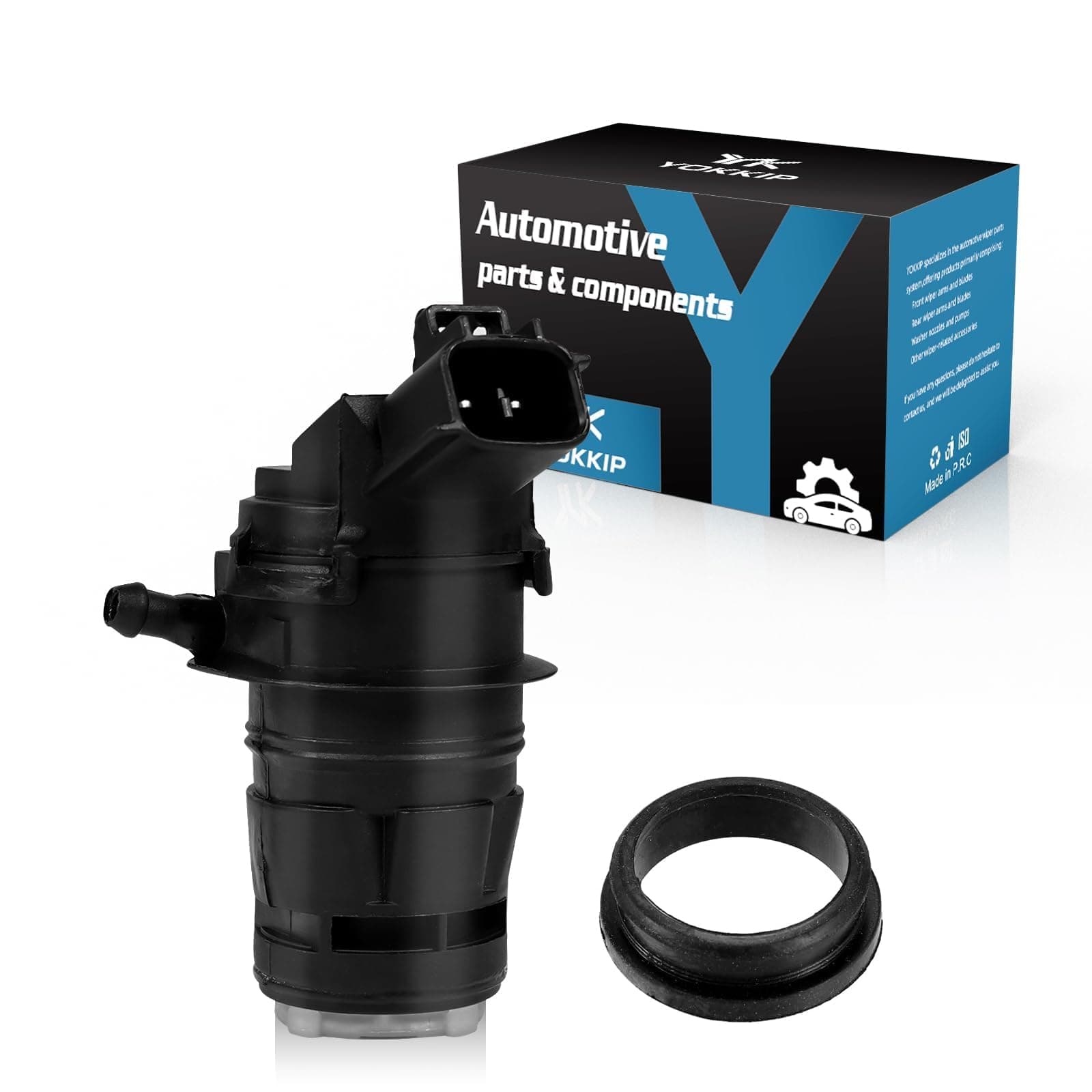 Premium Windshield Washer Pump with Grommet Replacement For 2009-2019 Toyota Corolla, 2007-2017 Camary, Replace OEM# 85330-60180, 85330-60190, Direct Replacemnt