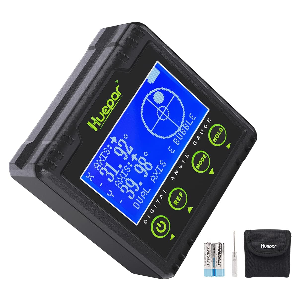 Digital Angle Gauge Protractor, Electronic Bubble Angle Finder Dual Axis Level Box 0.01° Resolution V-Groove Magnetic Base&LCD Inclinometer Bevel Gauge with Audible Alert -Measures 0~360° AG03