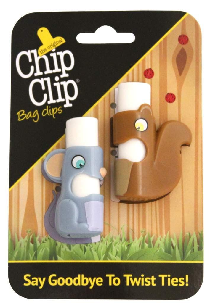 Chip Clip Bag Clips, Push Button Bag Ties in Cute Shapes Set of 2 (Mouse/Squirt) by Chip Clip
