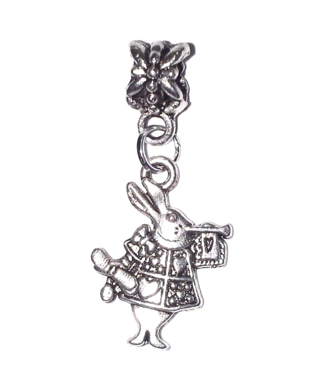 Silver Wonderland Inspired Rabbit Dangle Bead Charm