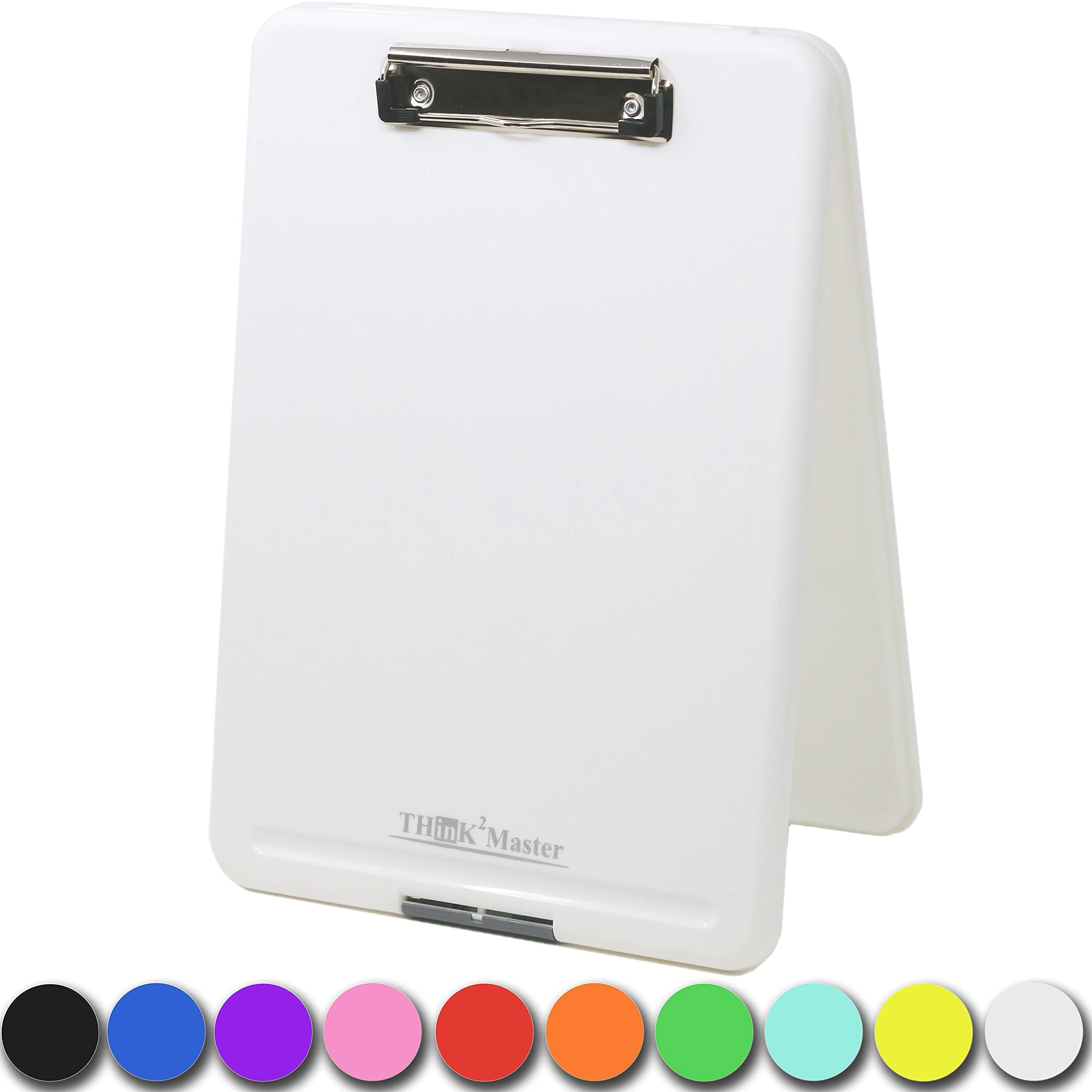 THINK2MASTERWhite Plastic Storage Clipboard. | 25% Heavier & 25% Sturdier| Heavy Duty and Won't Flex or Bend Like Other Brands (Compare The Weight). Storage Compartment Holds 150 Letter Sized Paper.